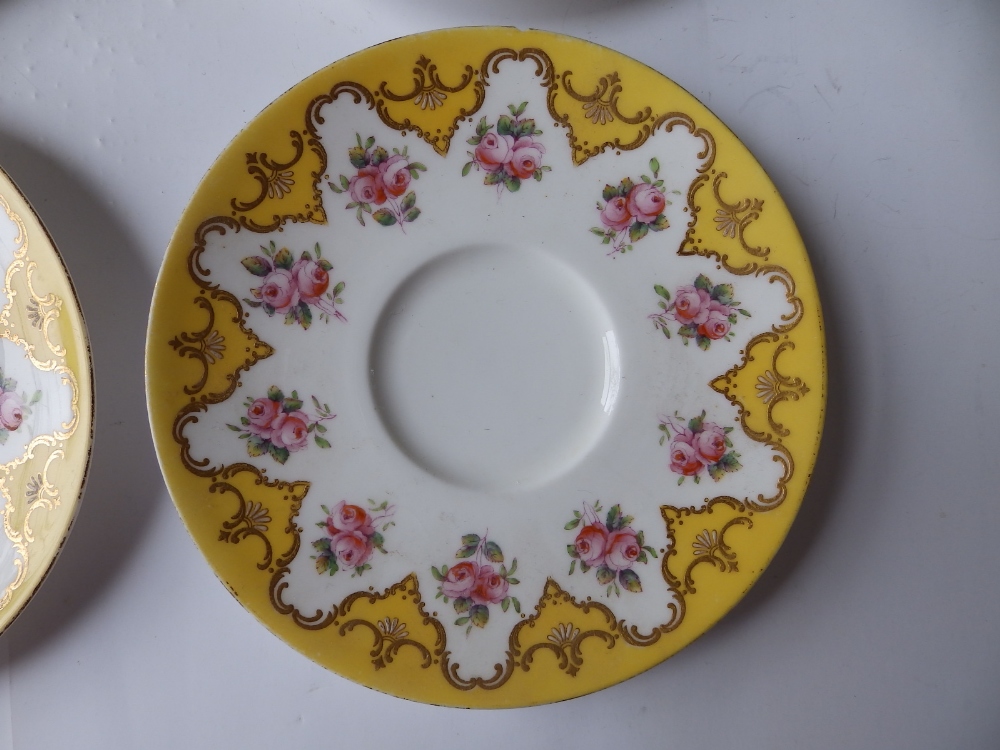 An early 20thC Royal Worcester 19 piece tea set, decorated roses with yellow & gold borders in - Image 7 of 20