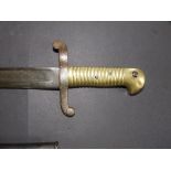 A 19thC French brass-hilt bayonet with 22.5" blade.