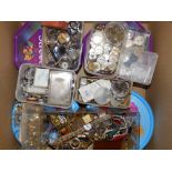 A large collection of antique and vintage wrist & pocket watch movements, dials and parts, including