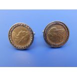 A pair of 9ct gold cufflinks each set with a Victorian half sovereign.