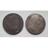 Two silver crowns - Charles II & William III.