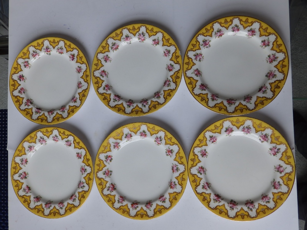 An early 20thC Royal Worcester 19 piece tea set, decorated roses with yellow & gold borders in - Image 14 of 20