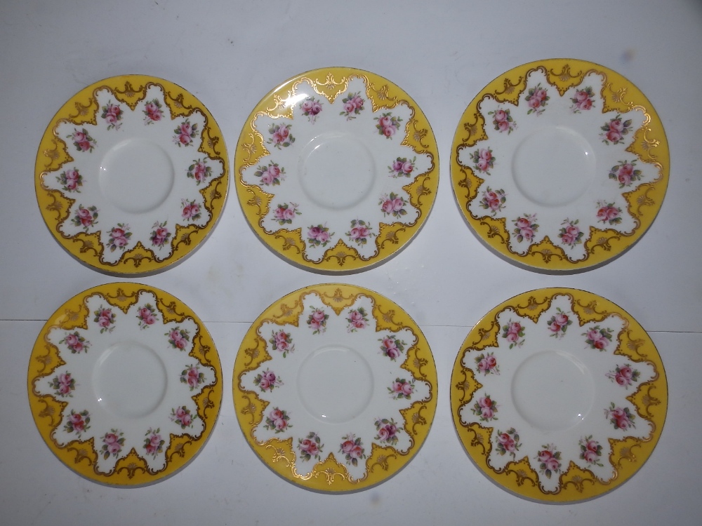 An early 20thC Royal Worcester 19 piece tea set, decorated roses with yellow & gold borders in - Image 6 of 20