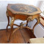 A continental style gilt metal mounted centre table to match the previous lot , the legs united by