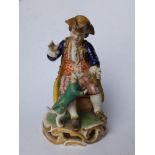 A Bloor Derby porcelain figure of a seated boy with his dog, incised model 'No.362', Sevres style