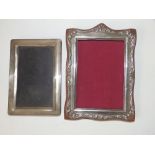 A Birmingham silver photo frame - HM, 7.5" high - corners reduced, together with a smaller plain