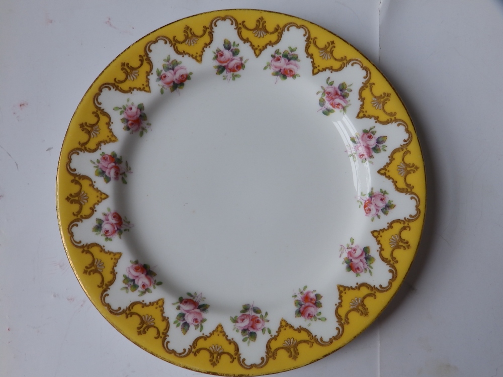 An early 20thC Royal Worcester 19 piece tea set, decorated roses with yellow & gold borders in - Image 15 of 20