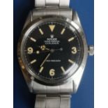 A boxed gent's stainless steel vintage Rolex Automatic bracelet wrist watch Model 5504, fitted