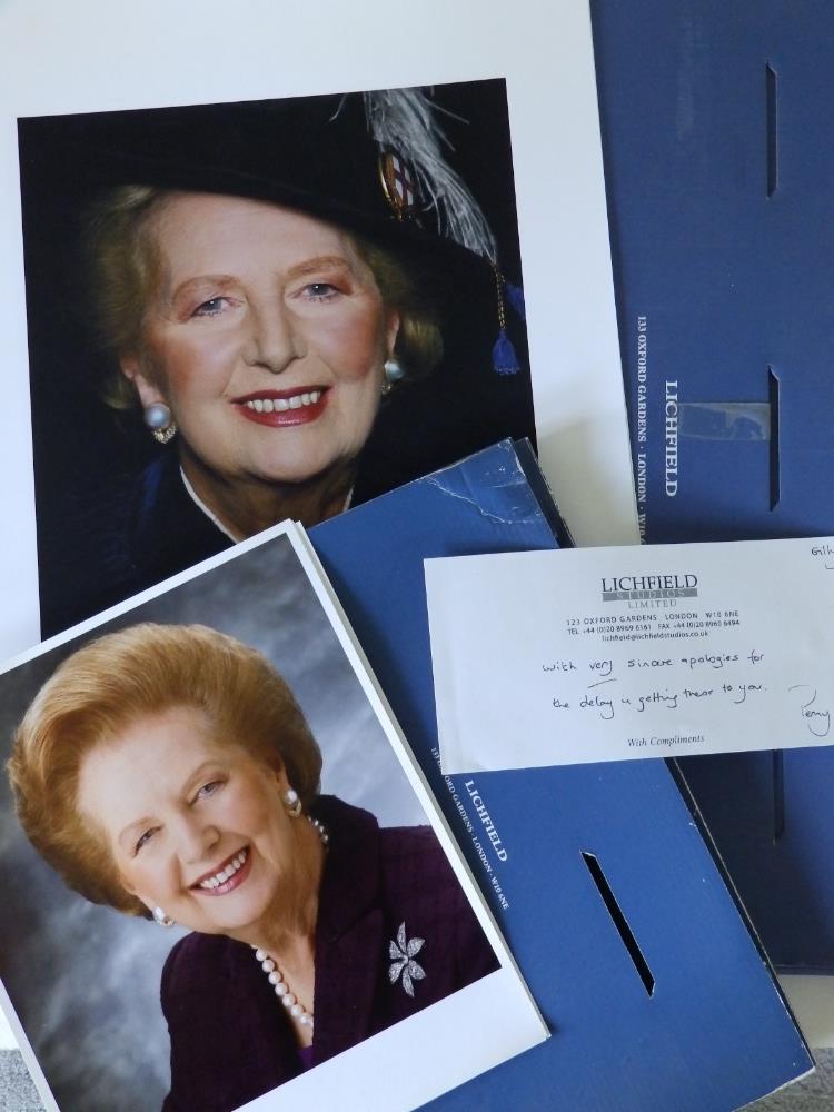 Margaret Thatcher; two Lichfield Studios portfolios containing seven Thatcher portraits, image