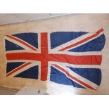 Two stitched flags - Union Jack, 42" x 86" - end corners frayed, together with the Stars &