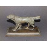 A small George IV bronze dog on rectangular base - 'Pubd. By George Dudley, Feb 23rd 1821', 5.3"
