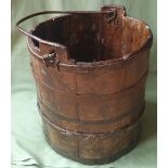 An antique coopered water bucket, 12.5" high.