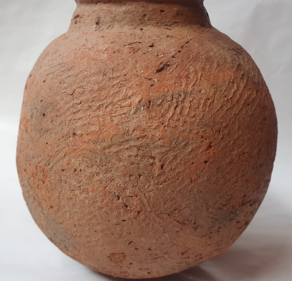 An early pottery globular bowl, possibly pre-historic, 8.5" high. - Image 4 of 5
