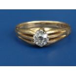 A gent's old cut diamond solitaire ring, the oval stone of approximate weight 0.90 carat, in heavy