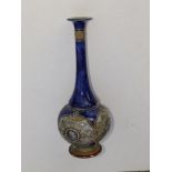 A slender Doulton Lambeth stoneware vase - 'EB', 11.25" high.