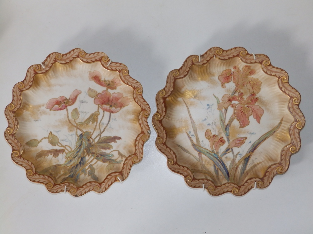 A pair of Doulton Burslem leaf-scroll border 9" dessert plates - a/f, another, a 10.5" Royal Doulton - Image 2 of 6