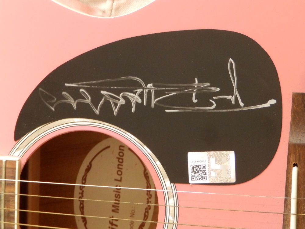 A pink Swift guitar signed in silver by the Sex Pistols' lead singer Johnny Rotten (John Lydon), - Image 2 of 3