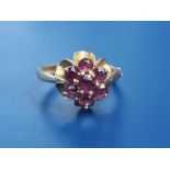 A late 20thC pink sapphire set 22ct gold cluster ring, believed to have been made by Christopher