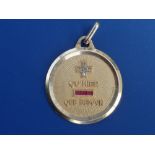 A French circular 18ct gold love token pendant by A. Augis - 'QU'HIER QUE DEMAIN' (more then