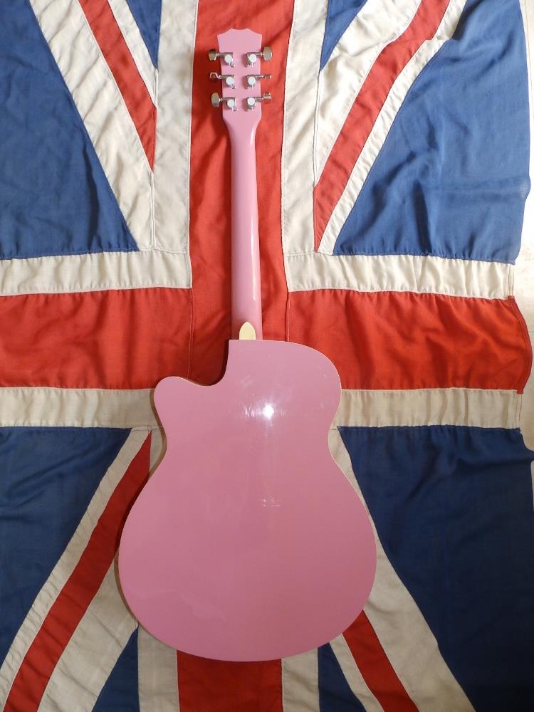 A pink Swift guitar signed in silver by the Sex Pistols' lead singer Johnny Rotten (John Lydon), - Image 3 of 3