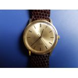 A gent's 1972 gold plated Omega DeVille Automatic wrist watch Model 165007, the gold dial with