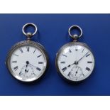 Two Victorian silver open-faced pocket watches - London marks - one glass craked.