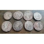 A collection of Roman silvered coins - reputedly a hoard find.