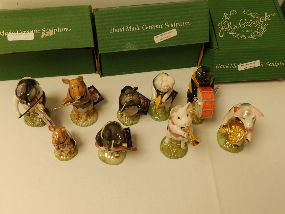 A nine piece Beswick Pig Band in original boxes. - Image 2 of 4