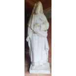 A large antique marble statue of St. Luke , 30" - head re-stuck.