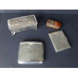Two silver cigarette cases and two other items. (4)