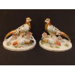 A pair of Crown Staffordshire bird groups by J.T. Jones - Golden Pheasants, 6.25" across. (2)