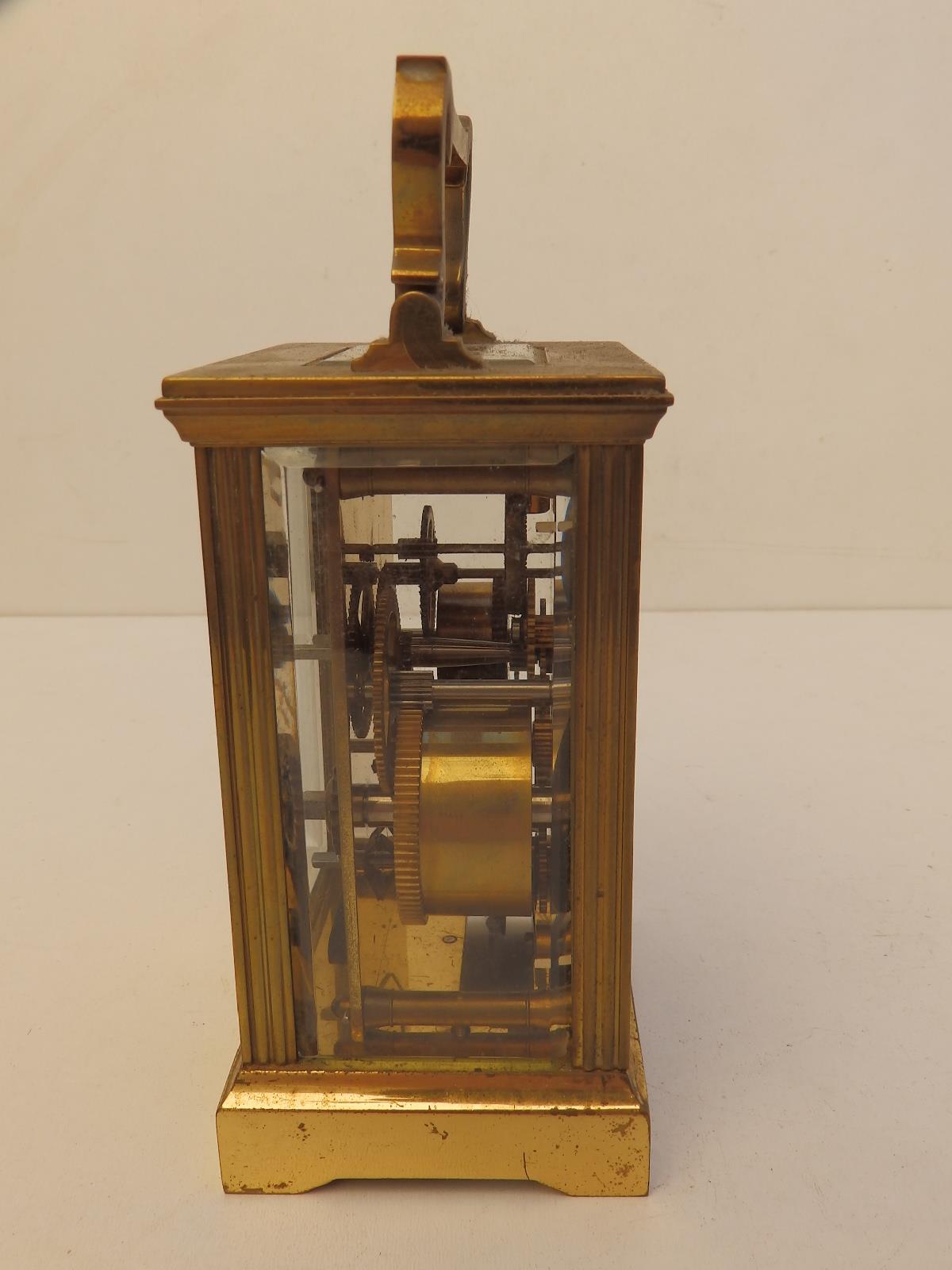 A Charles Frodsham brass alarm carriage clock - bell missing, 4.5" high excluding handle and a 20thC - Image 4 of 6