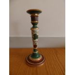 A floral painted & gilded porcelain candlestick, incised marks 'ZG', 10.6" high.