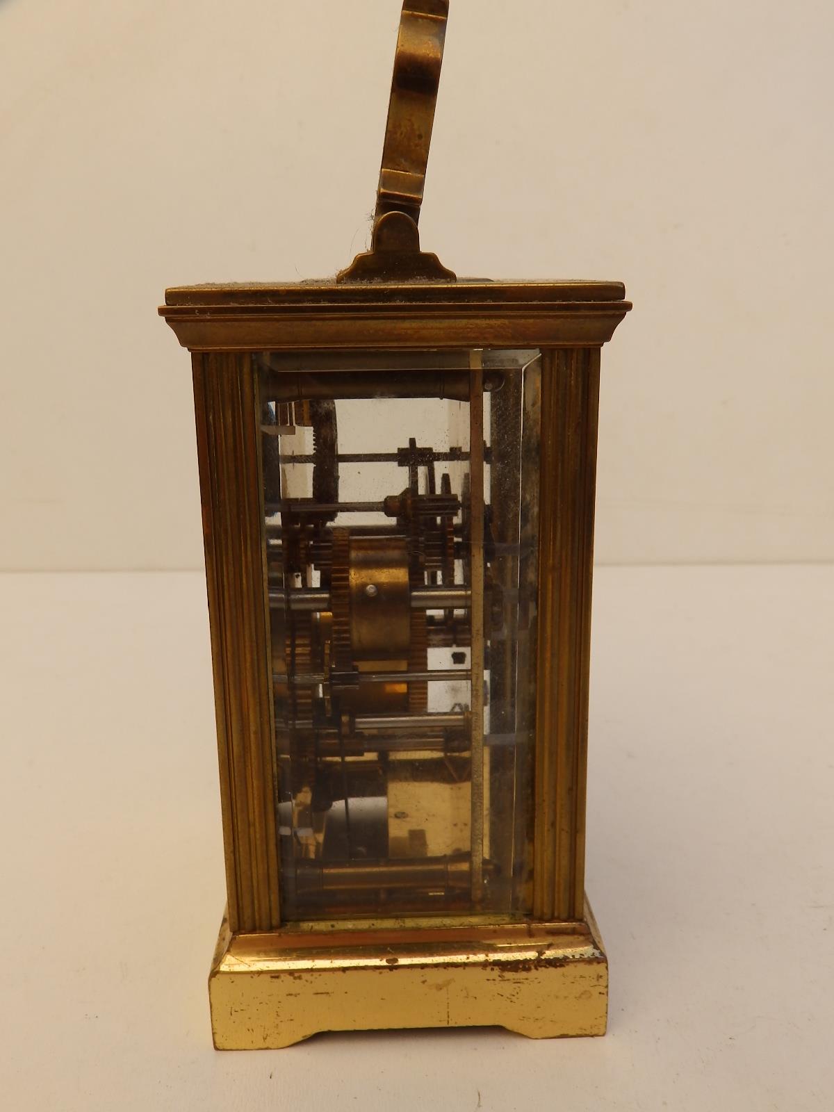 A Charles Frodsham brass alarm carriage clock - bell missing, 4.5" high excluding handle and a 20thC - Image 2 of 6