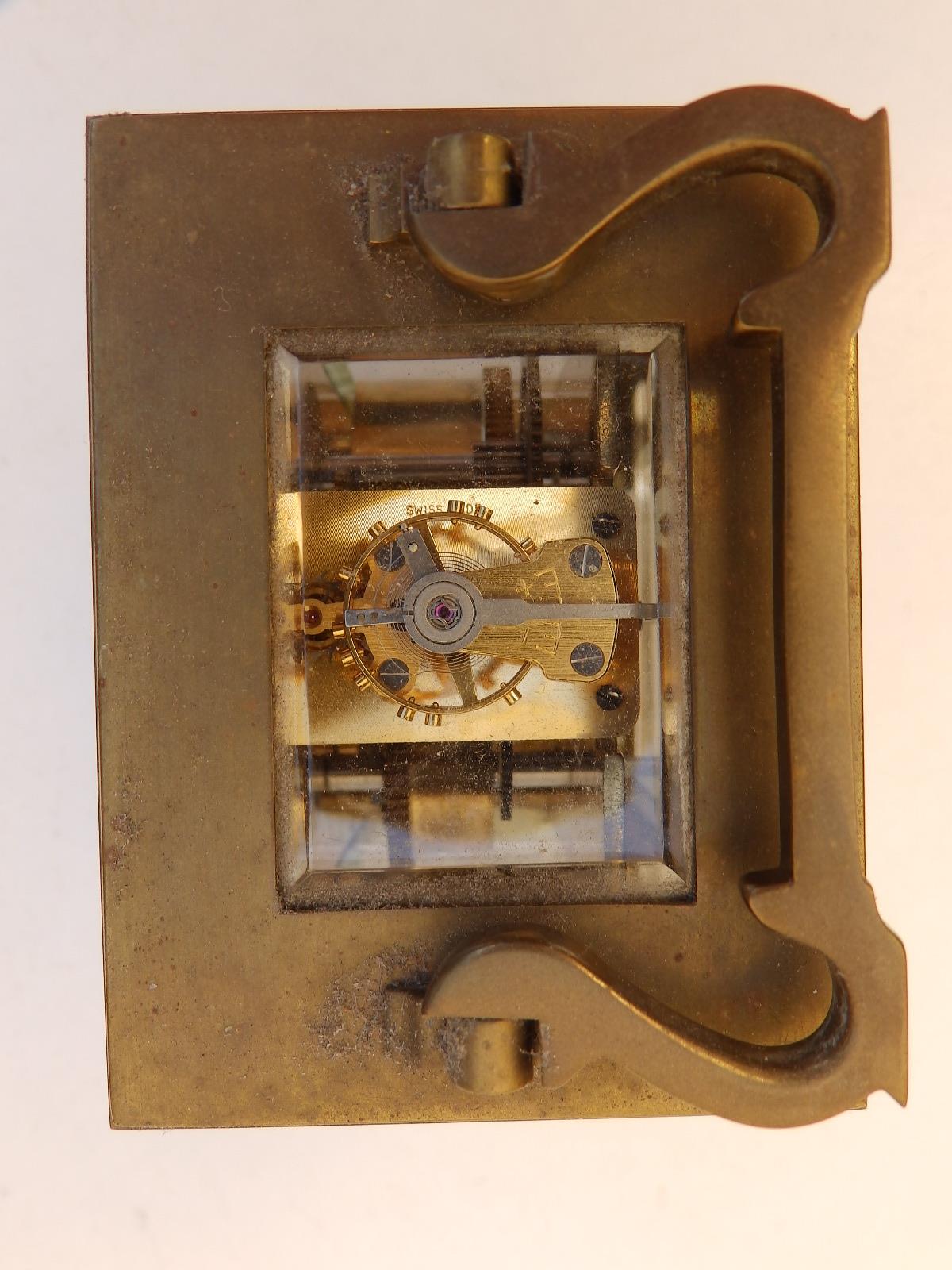 A Charles Frodsham brass alarm carriage clock - bell missing, 4.5" high excluding handle and a 20thC - Image 5 of 6