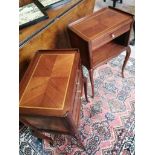A pair of Edwardian mahogany bedside cabinets with oak linings. (2)