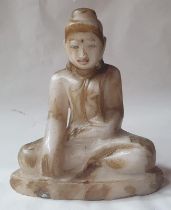An Eastern carved & painted alabaster figure, 8.25"