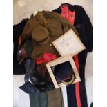 A Royal Artillery mess uniform with cap, a Royal Engineer's jacket and other related items.