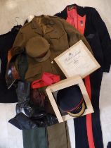 A Royal Artillery mess uniform with cap, a Royal Engineer's jacket and other related items.