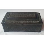 An early bronze Southeast Asian lidded box, 8.5" across.