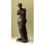 A 19thC bronze figure of Venus de Milo, 33" high.