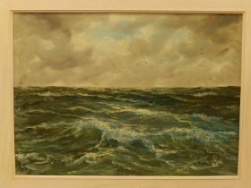 V. Berk - oil on canvas - Seascape, signed, 20" x 27".