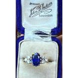 A certified natural 2.62 carat Burmese sapphire & diamond ring, the oval claw-set cushion cut