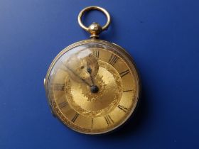 A 19thC 18ct gold pocket watch with gold dial, subsidiary seconds, No. 41296, London marks for 1873,