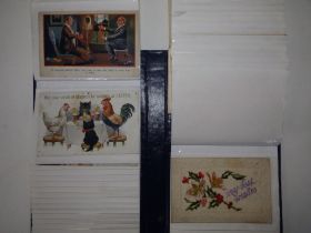 17 WWI period silk postcards and 35 others. (52)