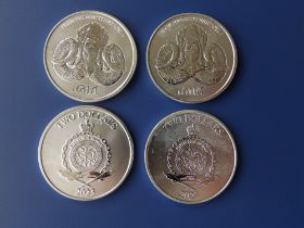 Four modern Polynesian Niue silver two dollar 1oz coins - 2023.