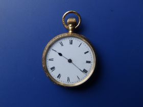 A late Victorian lady's 18ct gold pocket watch with white enamel dial, London marks , case