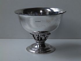 A Georg Jensen silver pedestal bowl in 'Louvre' pattern No.180, London import marks for 1923, 5.5"
