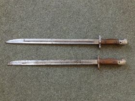 Two WWI bayonets and three others. (5)