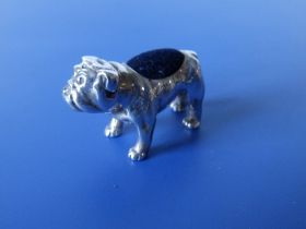 A small 925 metal bulldog pincushion, 1.4" across.